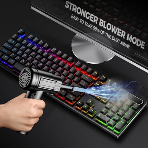 Compressed Air Duster: 100000RPM Electric Air Duster with LED Light Mini Air Blower Rechargeable Cordless Keyboard Cleaning Jet Dry Blower - Car, PC and Home Cleaning Kit Replaces Compressed Air Can