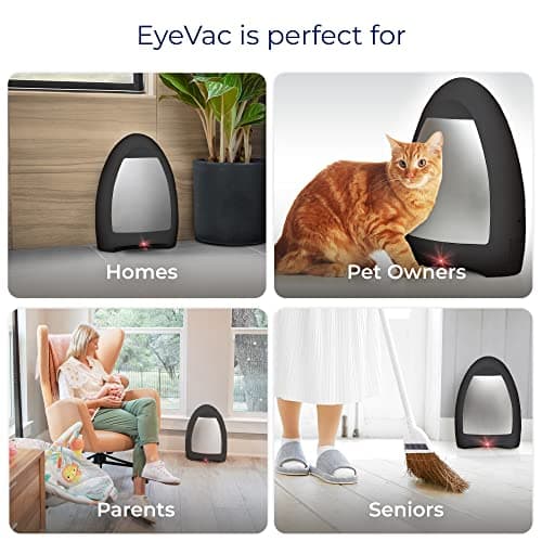 EyeVac Home Touchless Vacuum Automatic Dustpan - Great for Sweeping Pet Hair Food Dirt Kitchen - Ultra Fast & Powerful, No More Bending Down, Bagless, Corded, Automatic Sensor, 1000 Watt (Matte Black)