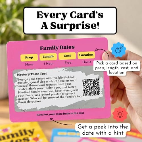 Family Dates 40 Scratch Off Cards – Fun Activities & Date Night Ideas for Kids and Parents – Adventure Card Game for Families – Unique Gift for Family Nights, Holidays, or Birthdays