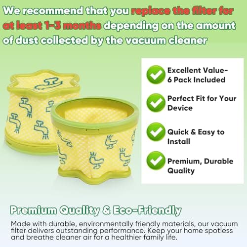 6 Pack Replacement Pre-Filter Compatible for LG CordZero A9 Series Cordless Stick Vacuum Cleaner Accessories A907GMS,A916BM, A905RM,A906SM,A925KSM,A926KSM,A929KVM -Filter Replacement Parts ADQ74774001