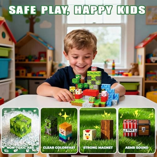0.8in Sensory Stacking Toys for STEM Constructions, Boys Girls Birthday Gifts Ages 4 5 6 7 8-12 Year Kids Magnetic Blocks, 100PCS Building Cubes, Boys Kids Gifts Toys B0FXM2HJCB