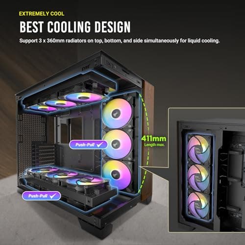 Antec C8 Wood, Fans not Included, Wooden Front Panel, Dual-Chamber Layout, Type-C, 360mm Radiator Support, Seamless TG Front & Side Panels, RTX 40 Compatible, Full-Tower E-ATX PC Case