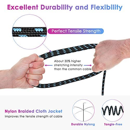 Sovvid 10FT Instrument Cable - Electric Guitar & Bass Cable with Right Angle 1/4 Inch Connector - Black & Bluetest