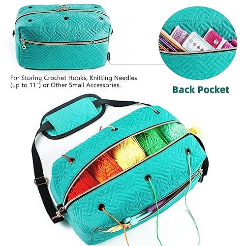 Crochet Bag Organizer - Knitting Bag - Yarn Storage Organizer - Yarn Bag for Crocheting - Yarn Holder for Crochet Accessories, Knitting Needles, Crochet Hooks, Crocheting & Knitting Gifts,