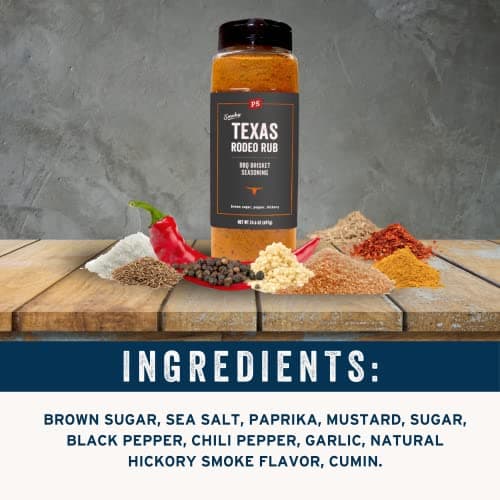 PS Seasoning Texas-Style Brisket Rodeo Rub- Dry BBQ Rubs and Spices for Grilling, Smoking, Roasting- Smoky Texas Flavor, BBQ Seasoning Spice Blend for Beef Brisket, Steak, Pulled Pork, Chicken, 24.6oz