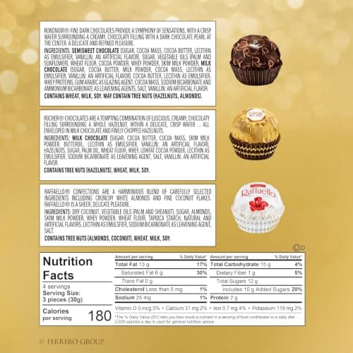 Ferrero Collection, 12 Count, Premium Gourmet Assorted Hazelnut Milk Chocolate, Dark Chocolate and Coconut, 4.6 oz