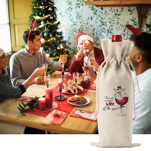 Funny Christmas Wine Bags - Holiday Gifts for Women & Men - Wine Lover & Christmas Party Decorations
