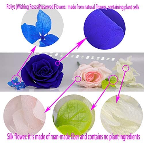 Preserved Real Roses with Colorful Mood Light Wishing Bottle, Eternal Rose,Never Withered Flowers, Table Decor,Christmas Anniversary Valentine's, Blue 4.3inch, 1pcs B07DT2GBT2