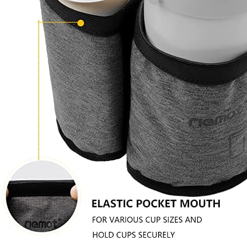 Hold Two Drinks No Spill, Fits Roll on Suitcase Handles, Gifts for Travelers, Travel Luggage Accessories, Hook & Loop riemot Luggage Travel Cup Holder Free Hand Suitcase Drink Carrier Grey B07TXCCQGP