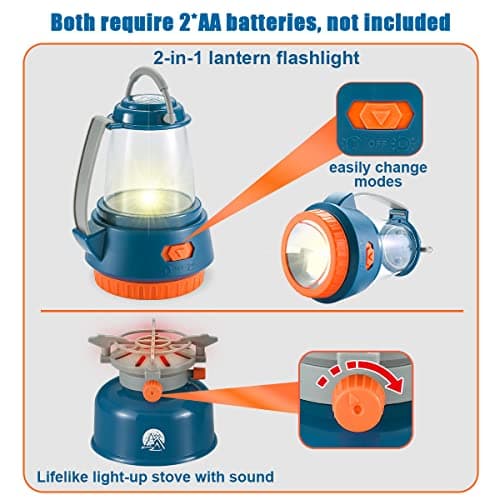 Pop-up tent, campfire, lantern, binoculars and camping gear for realistic pretend adventures indoors or outdoors Meland Camping Play Set for Child 3-6, Pretend Adventure Toy Gift B094XXBT8Z