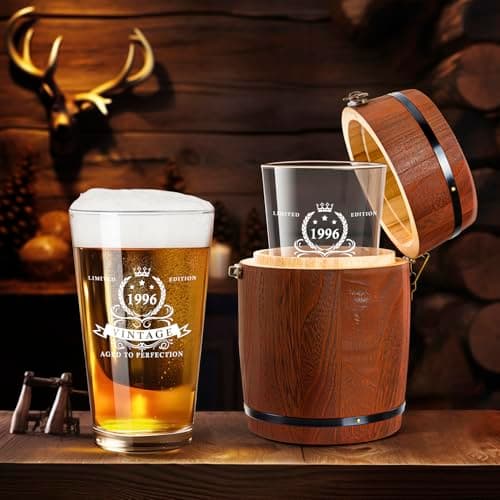 LIGHTEN LIFE 30th Birthday Gifts for Men 16oz,1996 Beer Glass in Barrel Box,30th Birthday Gift Ideas,1996 Pint Glass for 30 Years Old Dad,Husband B0CPPXTM5D