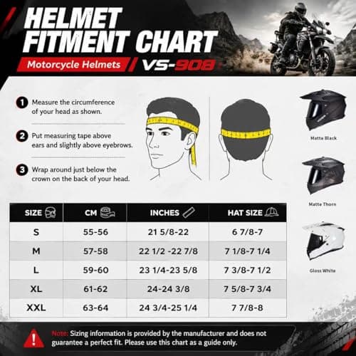 VCOROS Adventure Motorcycle Helmet VS-908 with Visor ATV Dirt Bike Off Road Motocross Full Face Helmet for Adults DOT Approved