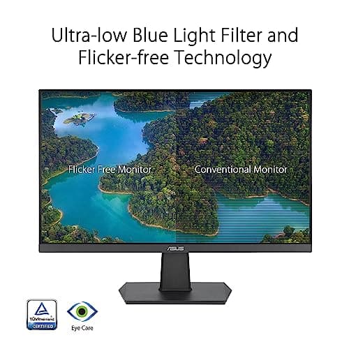 ASUS 24 Inch Frameless Monitor - 23.8-inch viewable, IPS, Full HD, 100Hz, 1080P, 1ms, Adaptive-Sync, for Working and Gaming, Flicker Free, HDMI, VESA Mountable, Tilt - VA24EHF
