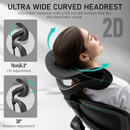 BESTFAIR High Back Ergonomic Office Chair, Breathable Mesh Desk Chair with Lumbar Support, Adjustable Headrest, Flip-up Armrests, Computer Gaming Chair, (Black)