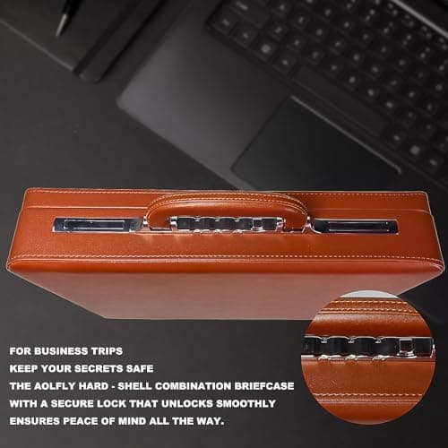 Large Business Briefcase for Men - Hard Case PU Leather Attache with Lock ,Expanding Business Briefcase Bag for Professionals