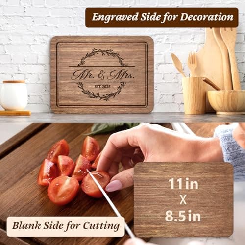 Craftique Wedding Gifts for Couples 2025, Bridal Shower Gifts- Walnut Wood Cutting Board Engraved with Mr. and Mrs. EST. 2025- Mr and Mrs/Wedding/Engagement Gift for Newlyweds Bride and Groom
