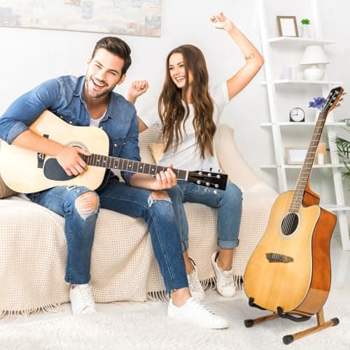 MUSO Guitar Stand,Acoustic Guitar Stand,Wood Classical Electric Guitar Stand,Foldable Bass Guitar Stand,Guitar Accessories also fit Bass,Violin,Ukulele(Zebra)