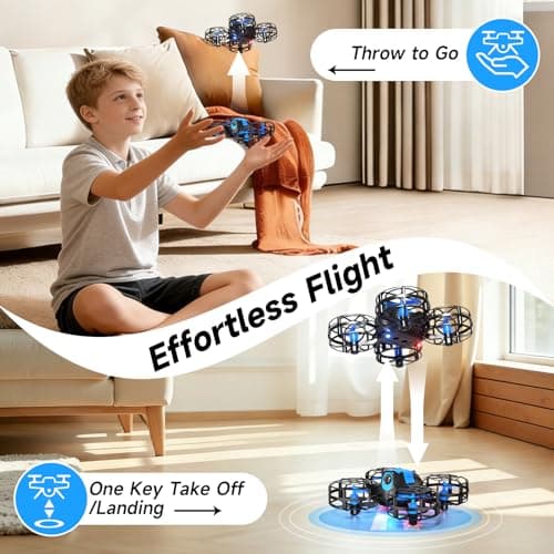 4DRC V18 Mini Drone for Kids Beginners, RC Quadcopter with 2 Control Modes, Headless Mode, Altitude Hold, Auto Hover, 3 Speeds, 3D Flips, LED Lights, 2 Batteries, Gift Toy for Boys