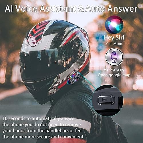 FEYA Motorcycle Helmet Speakers High Battery Life Helmet Headphone IPX6 Automatic Answer/Call Music Control/Intelligent Noise/Wake up Siri, 2 Different Types of Mic - Compatible with All Helmets - Y20
