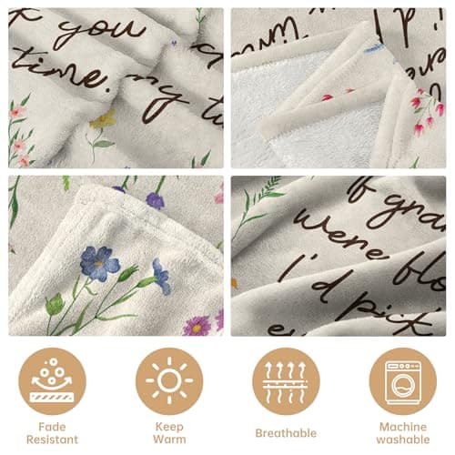 Best Gifts for Grandma from Grandkids, Grandmother Gift on Grandparents Day, Christmas, Soft Throw Blankets 50'' x 60'' Grandma Gifts, Floral Blanket for Grandma Birthday Gift B0GBT218BS