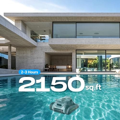 Cordless Robotic Pool Cleaner -Pool Vacuum 180W Brushless Motor, 45,000Pa Suction, Wall Climbing, Sonar Navigation, 3 Modes Automatic Pool Robot for Inground & Above-Ground Pools Up to 2150 Sq. Ft.