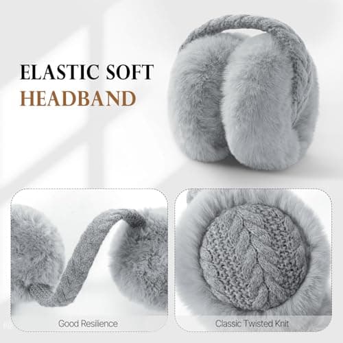 Clothirily Winter EarMuffs for Women, Faux Fur Warm Ear Muffs for Winter, Foldable Ear Covers, Fuzzy Ear Warmers for Women