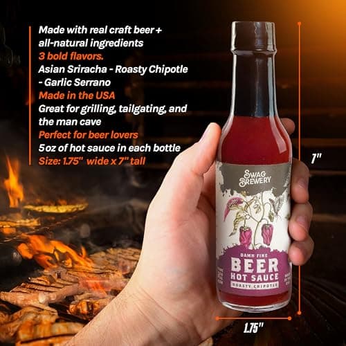 Beer-infused Hot Sauce Variety 3-pack (Includes Asian Sriracha, Garlic Serrano, & Roasty Chipotle) - Craft Beer Gift, Hot Sauce Gift Set, Beer Sauce, BBQ Sauce, Beer Lover, Grill + Man Cave