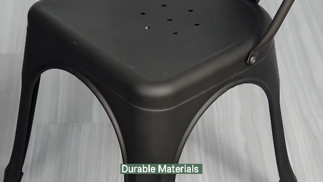 FDW | Metal Dining Chairs | Set of 4 | Black | Stackable Tolix Side Chairs with Backrest | Scratch-Resistant | Non-Slip Feet | Indoor/Outdoor Use | 330 lbs Capacity | for Kitchen & Restaurant
