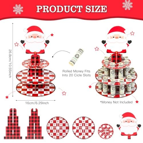 Santa Claus Cash Cake Stand Surprise Xmas Gift Ideas for Him Her Son Daughter Grandkids Crafterlife Christmas Money Holder for Christmas Cash Gifts B0D9ND5QXH