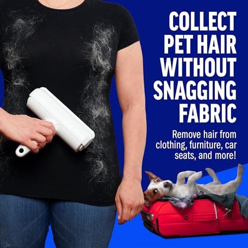 ChomChom Roller Pet Hair Remover – Original Size Reusable Lint Roller for Cat & Dog Hair on Furniture, Couch, Carpet, Car, Rugs & Bedding – Portable, Eco-Friendly (White) B00BAGTNAQ