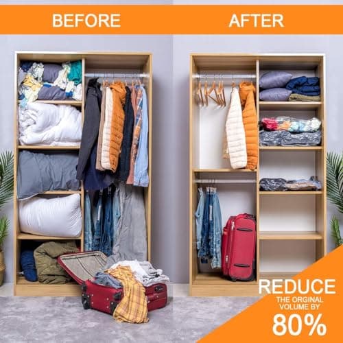 24 Pack Vacuum Storage Bags with Electric Pump, (5 Jumbo, 5 Large, 5 Medium, 5 Small, 4 Roll Up Bags) Space Saver Bag for Clothes, Mattress, Blanket, Duvets, Pillows, Comforters,Travel