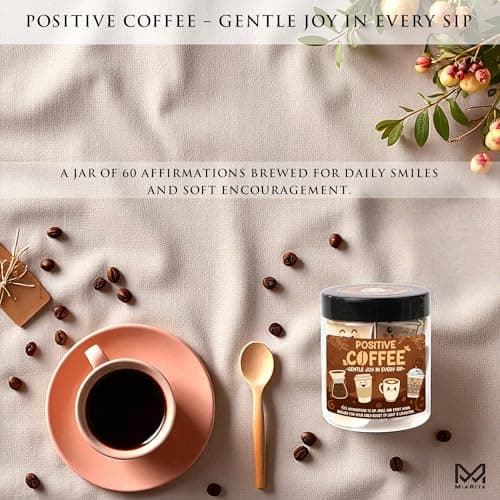 Miarita Positive Coffee Jar- 60 Funny Coffee Lover Gift for Women Men Teachers Gifts, Employee Nurse Teacher Appreciation Gift, End of Year Teachers Gifts, White Elephant Gifts for Women Men Friends B0FJ21JRRM