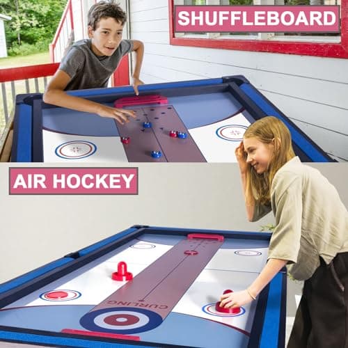 5in1 Multi-fuction Games Table,Folding Multi Game Combination Table Set with Ping Pong, Pool Billiards, Air Hockey, Bowling, and Shuffleboard for Indoor, Outdoor
