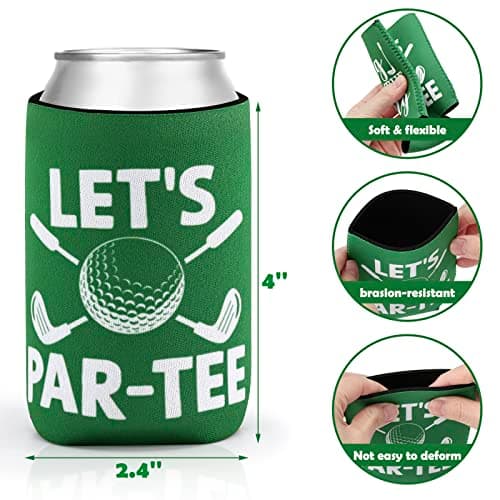 CiyvoLyeen Golf Beer Can Cooler, Bachelor Party Can Sleeves Neoprene Insulator Drink Glasses Cup Holders for Golfer Gifts Wedding Outdoor Activities Supplies Let’s Par-Tee 6PCS