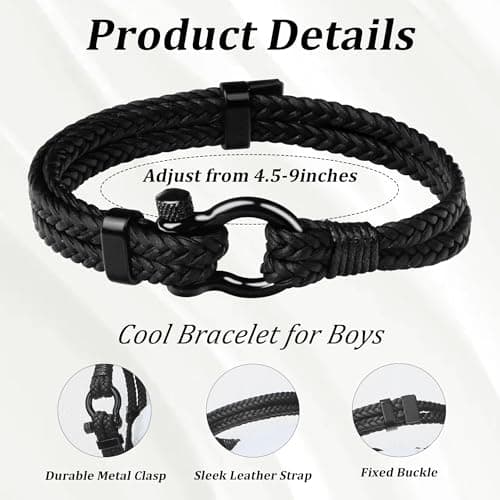 Adjustable Triple Protection Bracelet with Inspirational Card and Gift Box, Birthday Gifts for Him Boys Men Boyfriend Sereney 9-60 Year Old Boy Birthday Gifts, Bracelet for Brother Men and Son B0CD7PTWG4
