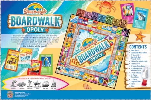 Beach Life Boardwalk Opoly - Premium Quality, Educational, and Fun Activity for Kids and Families - Great Gift Idea for Holidays, Birthdays, and Everyday Playtime – Classic Style Board Game