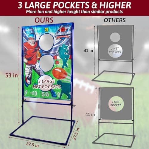 Football Toss Game with 4 Inflatable Balls, Football Throwing Target Games for Boys 8-12, Sports and Outdoors Toys for Kids Ages 3+