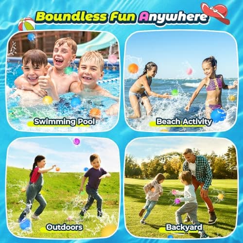 12Pcs Reusable Water Balloons, Pool Beach water Toys for Boys and Girls, Outdoor Summer Toys for Kids Ages 3-12