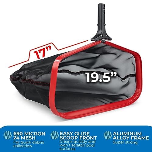 ProTuff 19" Fine Pool Net for PROS – “490 Promise” Unlimited Unconditional Replacement – Cleans 3X Faster Than Vacuum – Wide Pool Skimmer Net with Deep Bag for Easy Maintenance of Leaves, Bugs, Debris