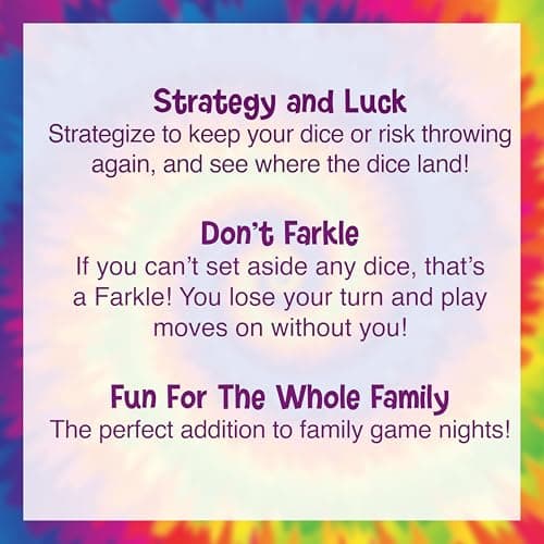 Farkle Classic Dice Game – Rainbow Kids Games, Dice Games, Family Games, Travel Games, Adult Games, Board Games, Dice Cup, Dice Set, Farkle Score Sheets Included, Ages 8+