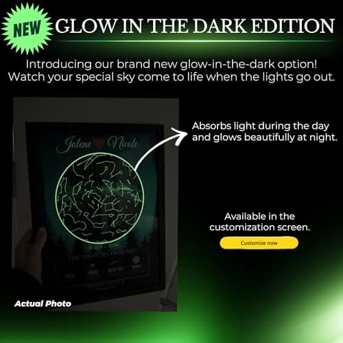 Custom Star Map for Anniversary - Premium Glossy Acrylic - The Night We Met Personalized Constellation Chart - High-Shine Plexiglass Night Sky - Romantic Gift for Her, Wife, Him or Husband - Framed Wall Art B0DH8LR3Z4