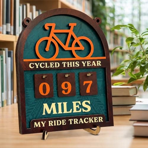 Wooden Yearly Riding Mileage Counter Home Decor, Cyclists Gifts for Men, Bike Mileage Tracker Miles Cycled This Year Tracker Sign Cycling Cool Gifts for Cyclists Men B0H83MDJ3R