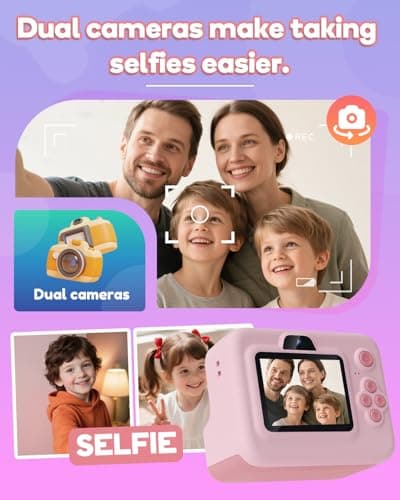 Kids Camera Instant Print,1080P Kids Instant Cameras That Print Photos,Christmas Birthday Gifts for Girls Age 3-12,Portable Toy for 3 4 5 6 7 8 9 10 Year Old Girls Boys Pink