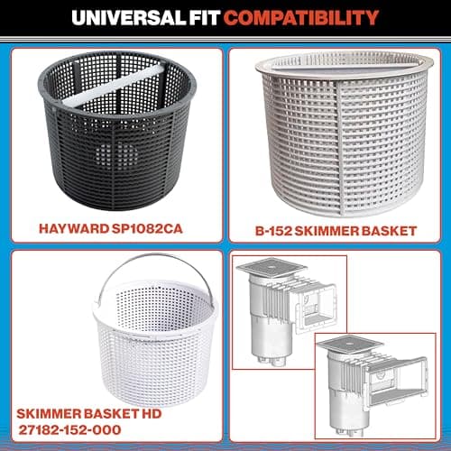Swimables Pool Skimmer Basket for Inground Pool Compatible with Hayward Skimmer Basket and Pool Filter Basket SP1082CA | Built-in Brass Weight | 316 Stainless Steel Handle & Convenient Rubber Grip
