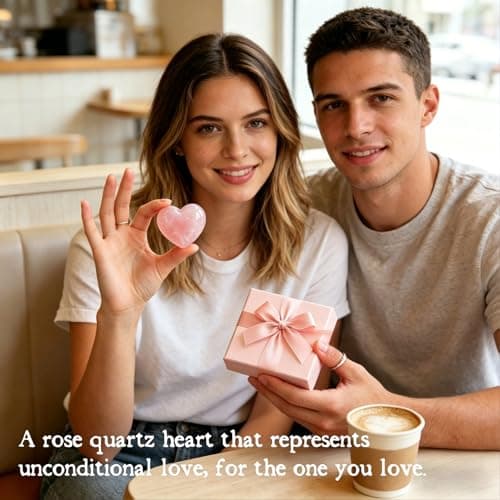 Gift for Girlfriend – My Rock Rose Quartz Heart Pocket Hug, Natural Crystal Love Stone Keepsake with Message Card & Gift Box, Love Gift from Boyfriend B0GG9PQF8Y