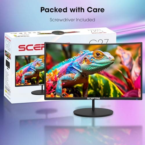 New! Sceptre Curved 27-inch Gaming Monitor 100Hz 1080p R1500 98% sRGB HDMI x2 VGA Build-in Speakers, VESA Wall Mount Machine Black 2026 (C275W-1920RN Series)