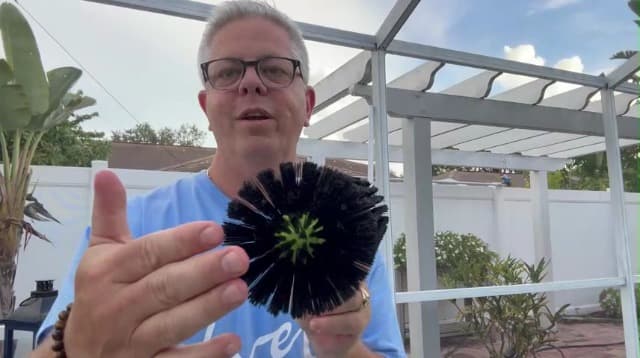 Swimming Pool Brush Head with Round Ends,17.5" Heavy Duty Aluminum Back Head for Cleans Walls, Tiles & Floors, 7 Rows Premium Nylon Bristles with EZ Clips (Green Black)