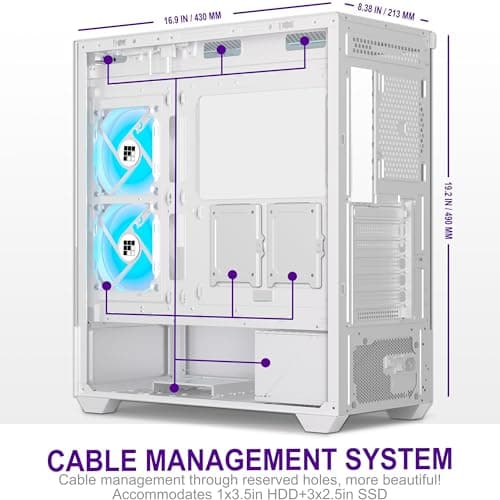 FOIFKIN F1 PC Case - Pre-Installed 6 PWM ARGB Fan, ATX Mid-Tower Gaming PC Case, Type-C,360mm Radiator Support, FOIFKIN (White, F1)