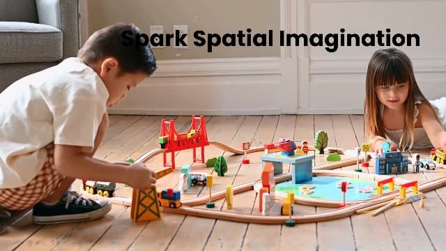 Tiny Land 110PCS Wooden Train Set – Toy Train with Tracks for Kids Ages 3-7, Compatible with Major Brands, Ideal Railway Playset for Boys and Girls, Great Birthday