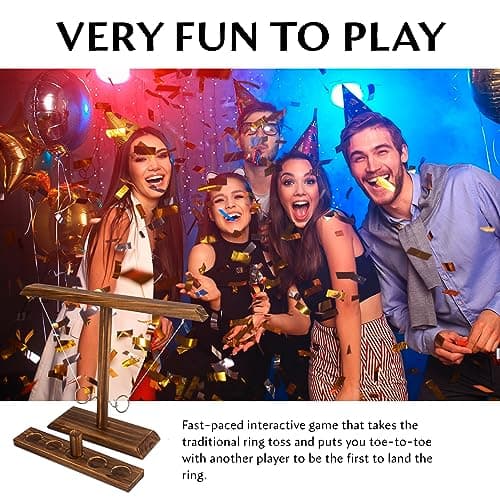DreamToyz Ring Toss Games for Adults, Yard Games, Patio Decor, Outdoor Indoor Games, Wooden Hook and Ring Game for Bars, Home, Party, 15.7" X 13" Large Size